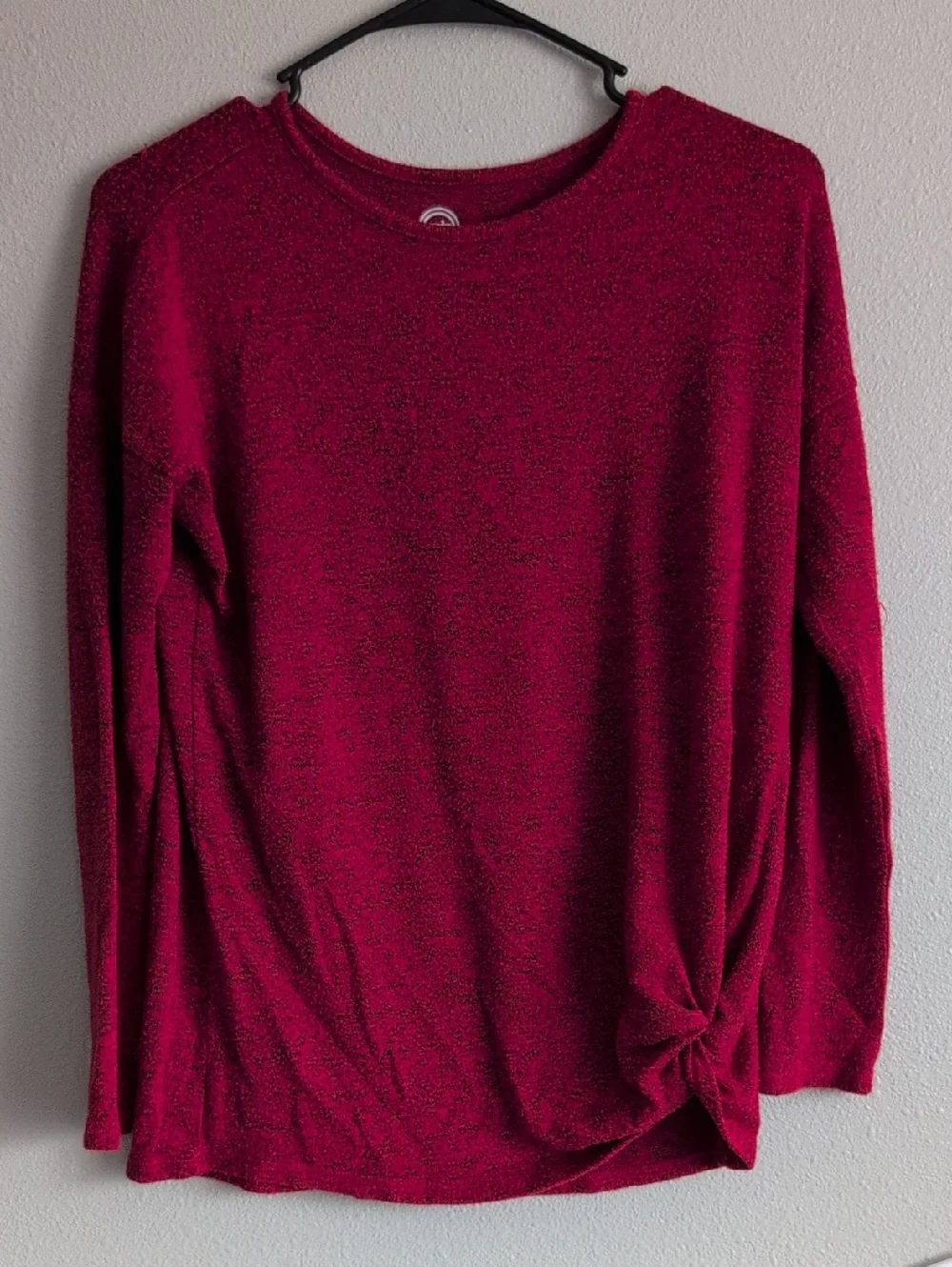Wonder Nation Knot Hem Long Sleeve Top - Red And Black - Picture 1 of 5